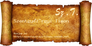Szentgyörgyi Timon névjegykártya